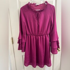 Pink Lily Pink Ruffled Tie Front Sundress